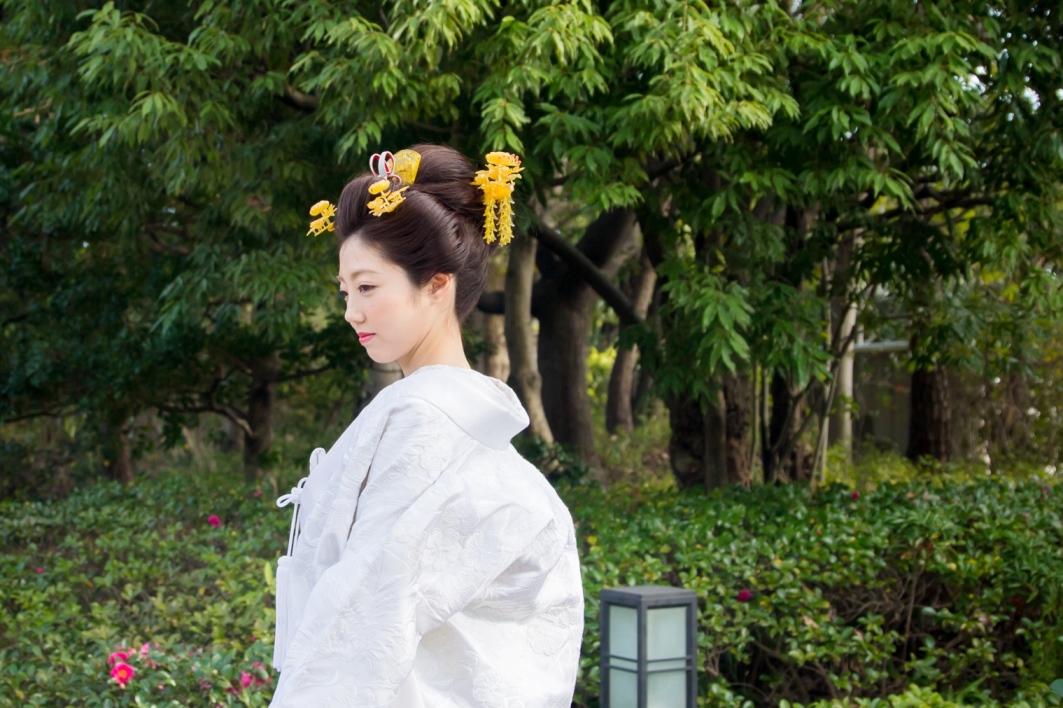 日本髪アレンジで白無垢姿の花嫁