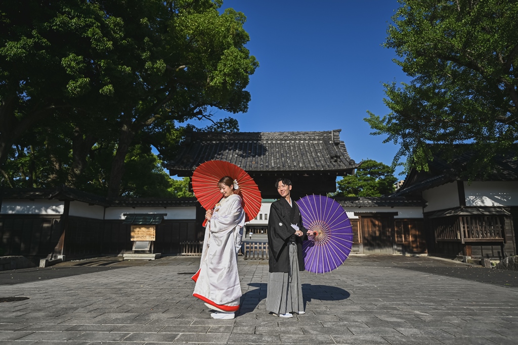 観仙楼周辺で撮影する和装姿