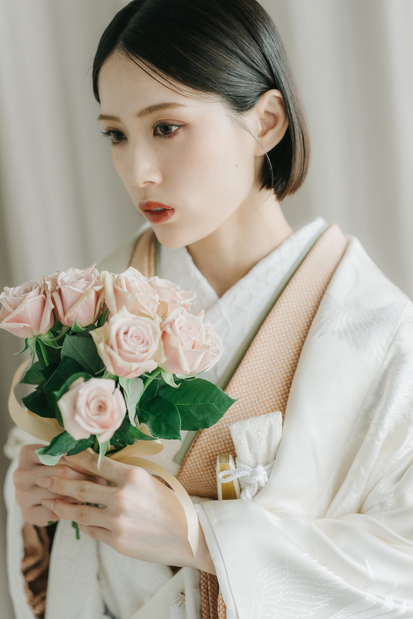 洋髪でまとめた白無垢スタイルの写真