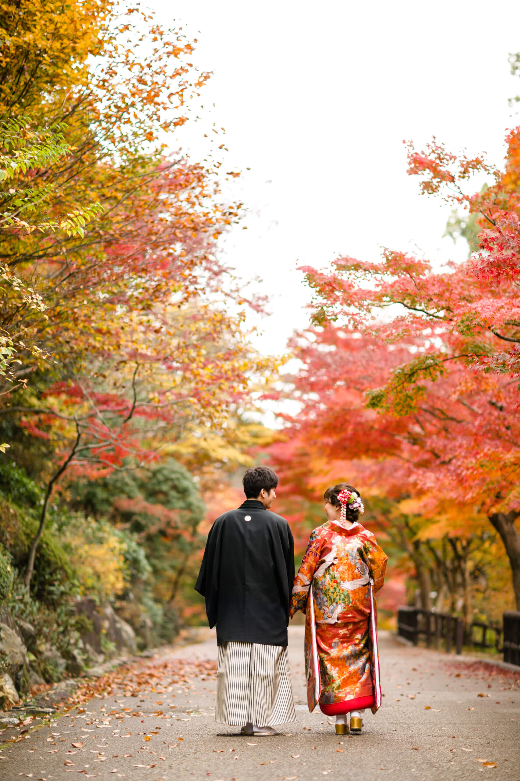 紅葉のトンネルでの撮影写真